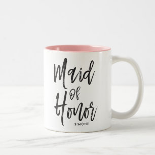 Tasse 2 Couleurs Femme d'honneur  Style de script Mariage personnal