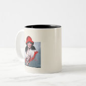 Tasse 2 Couleurs Femme en Casquette rouge (Devant gauche)