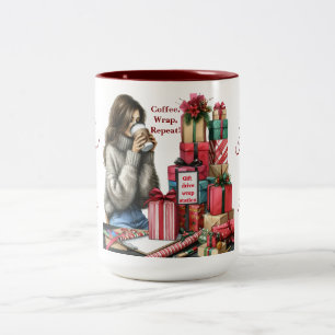 Tasse 2 Couleurs Femme, Enveloppement Cadeaux & Café Sipping