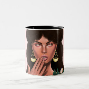 Tasse 2 Couleurs Femme Mystique, Gardenias, Portrait Floral Élégant