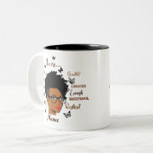 Tasse 2 Couleurs Femme noire personnalisée Fille Afro (Devant gauche)