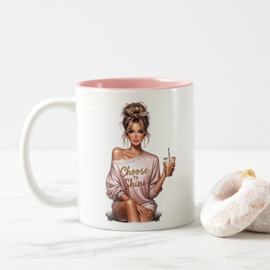 Tasse 2 Couleurs Femme patronne (Avec donut)