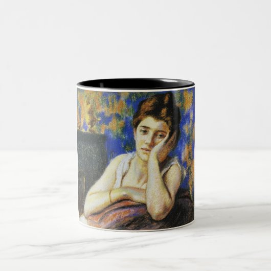 Tasse 2 Couleurs Femme penchée sur une chaise (Centre)