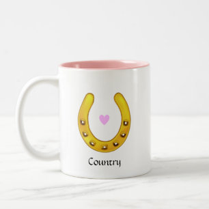 Tasse 2 Couleurs Fer à cheval et cœur dorés