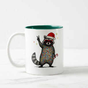 Tasse 2 Couleurs Féral et Festif AF Raton Laveur Noël Enchevêtré
