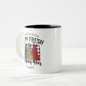 Tasse 2 Couleurs Ferme Buffle frais Plaid Arbres de Noël (Devant gauche)