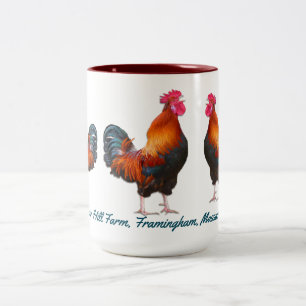Tasse 2 Couleurs Ferme des Coqs avec Texte personnalisé sarcelle