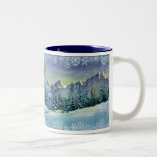 Tasse 2 Couleurs FERME et FLOCONS DE NEIGE d'HIVER par SHARON