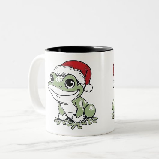 Tasse 2 Couleurs Festif Bullfrog conception de Noël (Devant gauche)