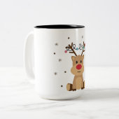 Tasse 2 Couleurs Festif mignon renne de Noël (Devant gauche)