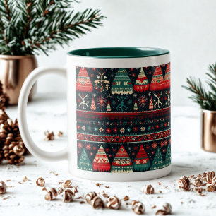 Tasse 2 Couleurs Festif moderne mignon vert laide de Noël