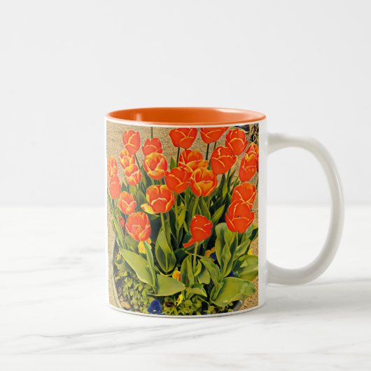 Tasse 2 Couleurs Festival floral moderne des tulipes (Droit)