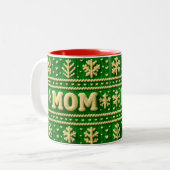 Tasse 2 Couleurs Festive Green Ugly Sweater Noël pour maman (Devant gauche)