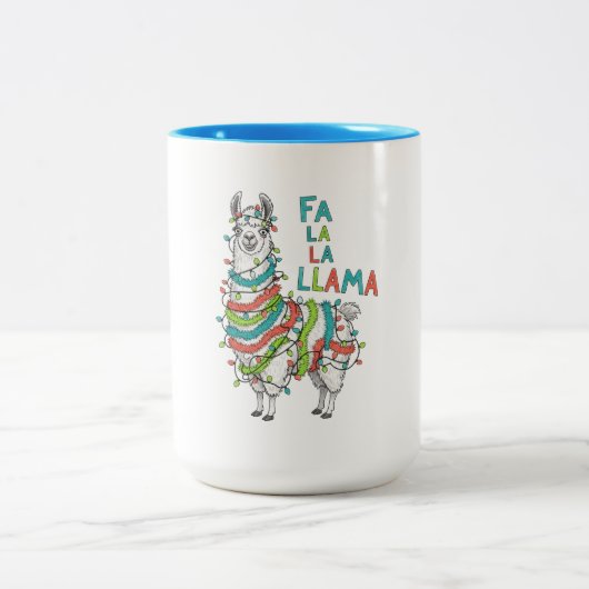 Tasse 2 Couleurs Festive Llama with Christmas Lights (Centre)