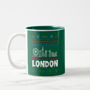 Tasse 2 Couleurs Festive Londres Royaume-Uni Noël laid