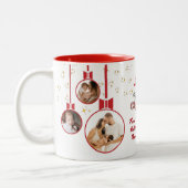 Tasse 2 Couleurs Festive Rouge Blanc Premier Noël 3 Photo Collage (Gauche)