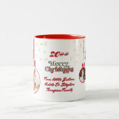 Tasse 2 Couleurs Festive Rouge Blanc Premier Noël 3 Photo Collage (Centre)