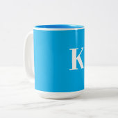 Tasse 2 Couleurs Fête Cadeau Mariage Monogramme Favoriser Bleu Blan (Devant gauche)