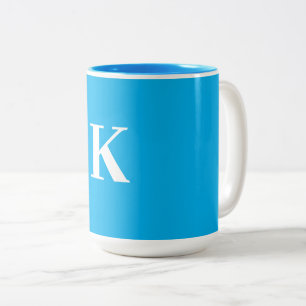 Tasse 2 Couleurs Fête Cadeau Mariage Monogramme Favoriser Bleu Blan