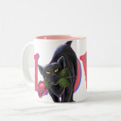 Tasse 2 Couleurs Fête de la Saint-Valentin au chat noir (Devant gauche)