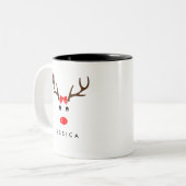 Tasse 2 Couleurs Fête de Noël Reindeer (Devant gauche)
