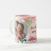 Tasse 2 Couleurs Fête des mères | Collage photo Floral Three (Devant gauche)