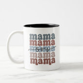 Tasse 2 Couleurs Fête des mères du garçon Maman Retro Stacked (Gauche)