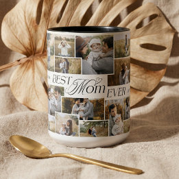 Tasse 2 Couleurs Fête des Mères élégante Meilleure Maman Collage de