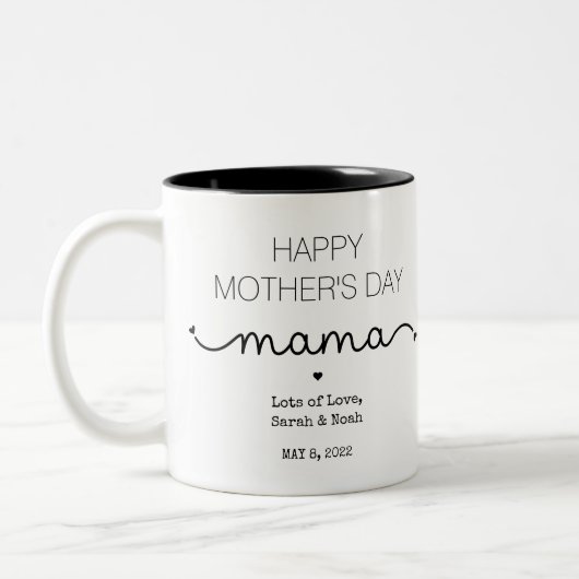 Tasse 2 Couleurs Fête des mères joyeuses sur mesure Mama Cadeaux (Gauche)