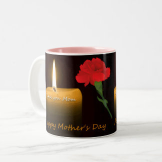 Tasse 2 Couleurs Fête des Mères Rose Rouge et Bougie