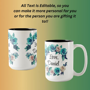 Tasse 2 Couleurs Fête des mères Roses vertes et jaunes