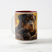 Tasse 2 Couleurs Fête des mères rottweiler & pups (Devant gauche)