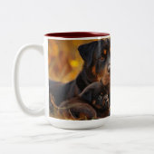 Tasse 2 Couleurs Fête des mères rottweiler & pups (Gauche)