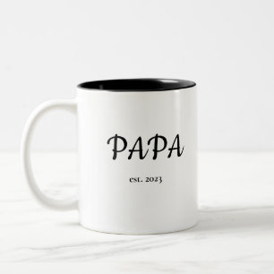 Tasse 2 Couleurs Fête des pères moderne Papa Est. Date avec les enf