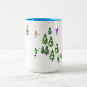 Tasse 2 Couleurs Fête d'Illustration de ski alpin Freeride (Centre)