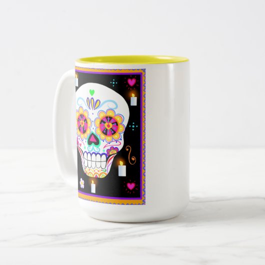 Tasse 2 Couleurs Fête Mexicaine Du Crâne Sucrier Mort (Devant gauche)