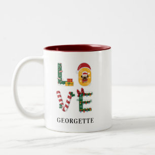 Tasse 2 Couleurs Fêtes de Noël Nom Personnalisé