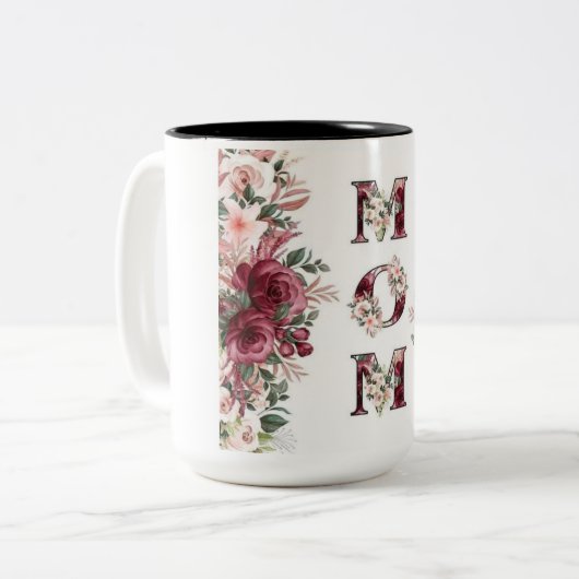 Tasse 2 Couleurs Fêtez Maman avec des fleurs ! Floral Maman Design (Devant gauche)