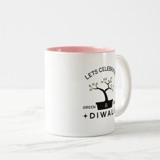 Tasse 2 Couleurs Fêtons Diwali vert et propre (Devant droit)