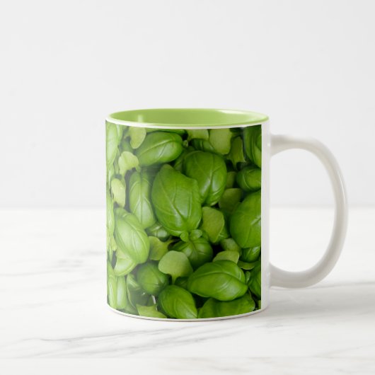 Tasse 2 Couleurs Feuille de basilic vert (Droit)