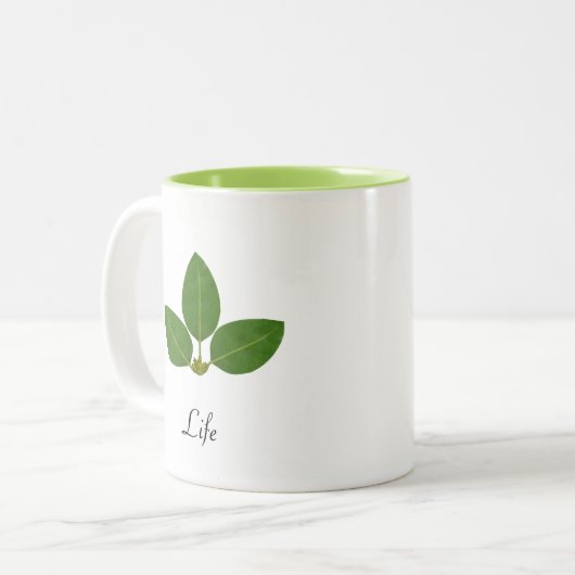 Tasse 2 Couleurs Feuille de laurier vert moderne (Devant gauche)