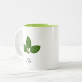 Tasse 2 Couleurs Feuille de laurier verte moderne (Devant gauche)