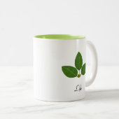 Tasse 2 Couleurs Feuille de laurier verte moderne (Devant droit)