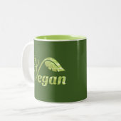 Tasse 2 Couleurs Feuille de logo Vegan (Devant gauche)