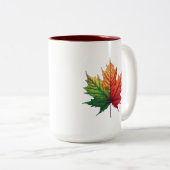 Tasse 2 Couleurs Feuille d'érable grande (Devant droit)