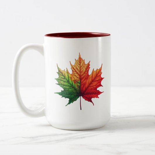 Tasse 2 Couleurs Feuille d'érable grande (Gauche)