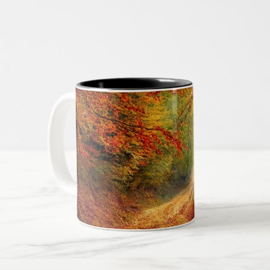 Tasse 2 Couleurs Feuille et arbres d'automne couvrant le chemin de (Devant gauche)
