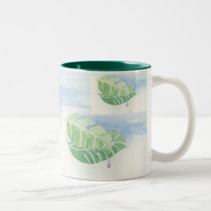 Tasse 2 Couleurs Feuille tropicale avec la goutte de pluie