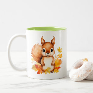 Tasse 2 Couleurs Feuilles d'automne d'écureuil animal mignon person