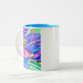 Tasse 2 Couleurs Feuilles de canna tropicale aquarelle (Devant gauche)